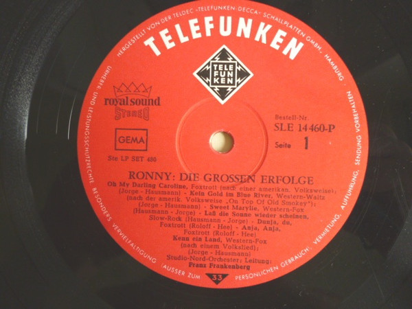 Cover zu Ronny (4) - Die Grossen Erfolge | 1967 | Vinyl | Folk, World, & Country | Germany