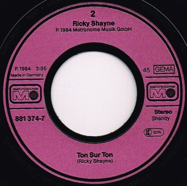 Cover zu Ricky Shayne - Niemals (Reach Out) | 1984 | Vinyl, 7