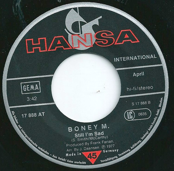 Cover zu Boney M. - Ma Baker / Still I'm Sad | 1977 | Vinyl, 7