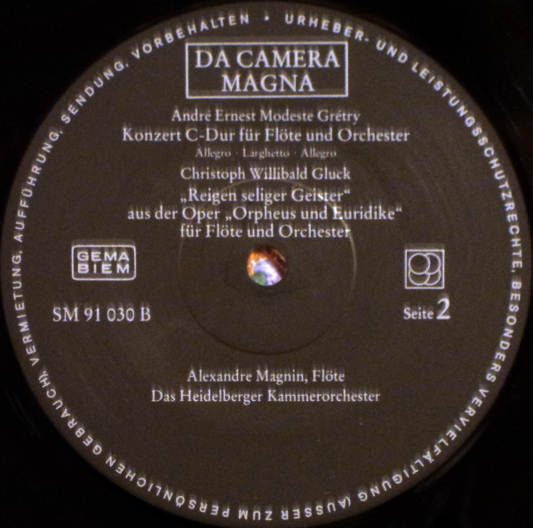 Cover zu Christoph Willibald Gluck / André-Modeste Gretry – Alexandre Magnin , Flöte - Heidelberger Kammerorchester - Reigen Seliger Geister - Flötenkonzert / Flötenkonzert | 1974 | Vinyl | Classical Schallplatten Ankauf