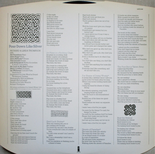 Cover zu Richard & Linda Thompson - Pour Down Like Silver | 1975 | Vinyl | Rock | UK Schallplatten Ankauf