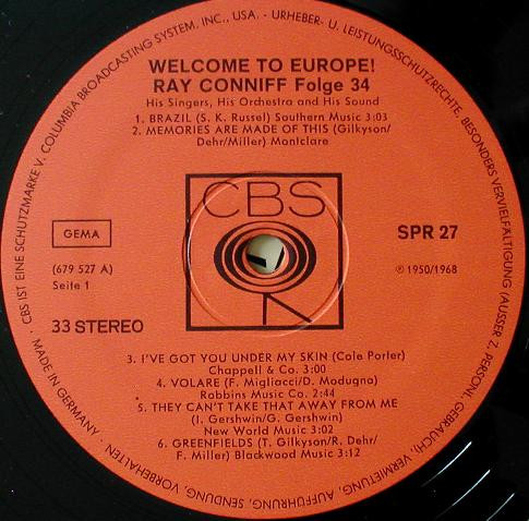 Cover zu Ray Conniff & His Orchestra & Singers - Welcome To Europe! | 1969 | Vinyl | Jazz | Germany
