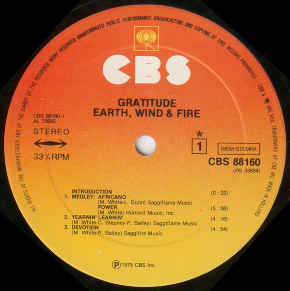 Cover zu Earth, Wind & Fire - Gratitude | Vinyl | Funk / Soul | Europe
