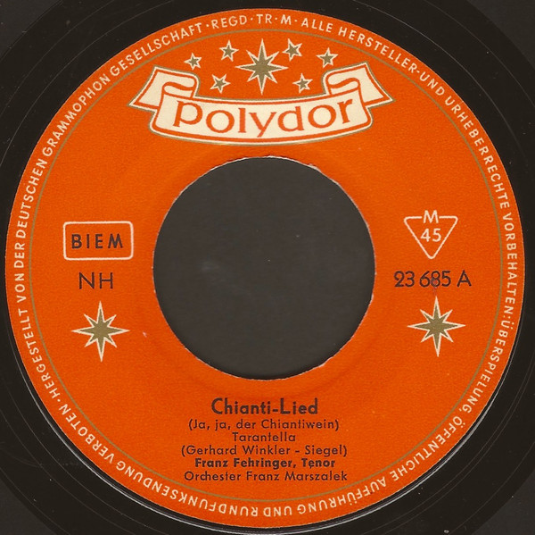 Bild Franz Fehringer – Chianti-Lied / Frühling In Sorrent | 1958 | Vinyl, 45 RPM, 7″, Single | Pop | Germany Schallplatten Ankauf