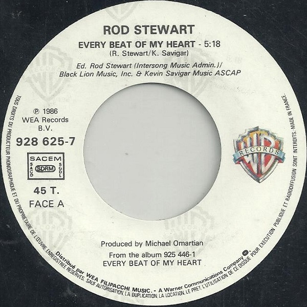 Cover zu Rod Stewart - Every Beat Of My Heart | 1986 | Vinyl | Rock | France