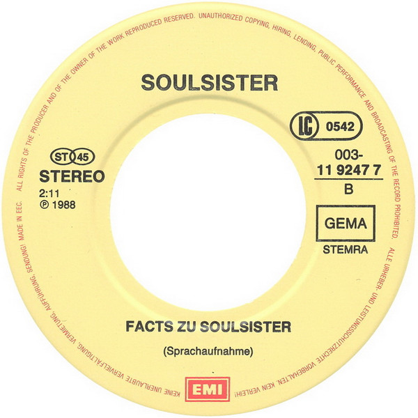 Cover zu Soulsister - The Way To Your Heart | 1988 | Vinyl, 45 RPM, 7