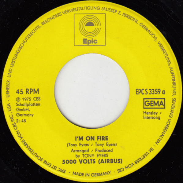 Cover zu 5000 Volts - I'm On Fire | 1975 | Vinyl, 7