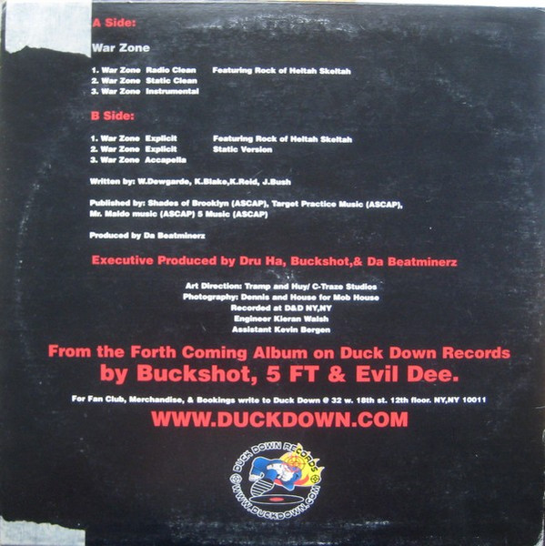 Cover zu Buckshot, 5 Ft. Accelerator, Evil Dee - War Zone | 1999 | Vinyl | Hip Hop | US Schallplatten Ankauf