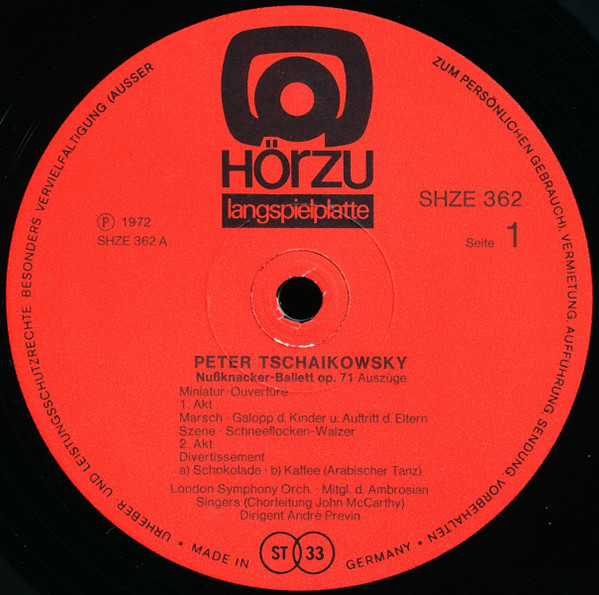 Cover zu Pyotr Ilyich Tchaikovsky - London Symphony Orchestra · Leitung André Previn - Nussknacker-Ballett, Op. 71 - Auszüge | 1972 | Vinyl | Classical | Germany