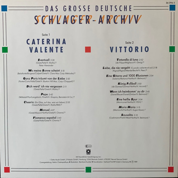 Cover zu Caterina Valente / Vittorio Casagrande - Das Grosse Deutsche Schlager-Archiv | 1989 | Vinyl | Pop | Germany Schallplatten Ankauf