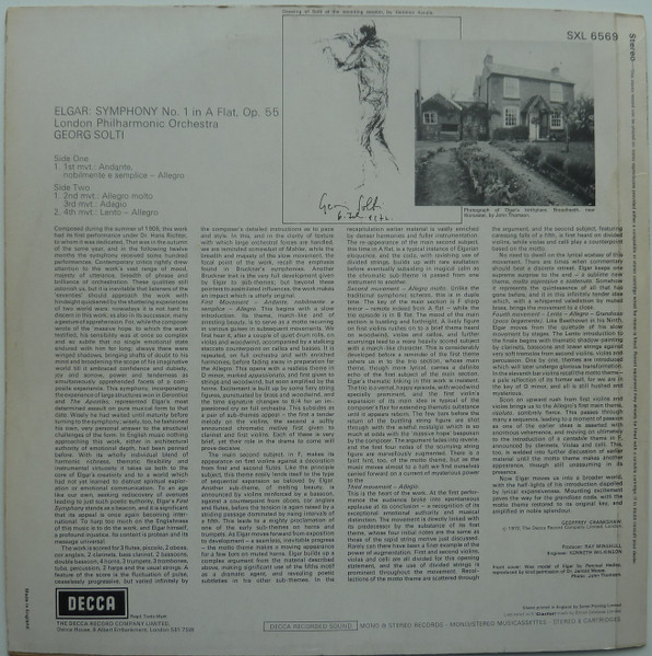 Cover zu Sir Edward Elgar, Georg Solti, London Philharmonic Orchestra - Symphony No.1 | 1972 | Vinyl | Classical | UK Schallplatten Ankauf