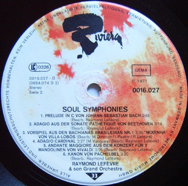 Cover zu Raymond Lefèvre Et Son Grand Orchestre - Soul Symphonies | 1976 | Vinyl | Jazz, Classical | Germany