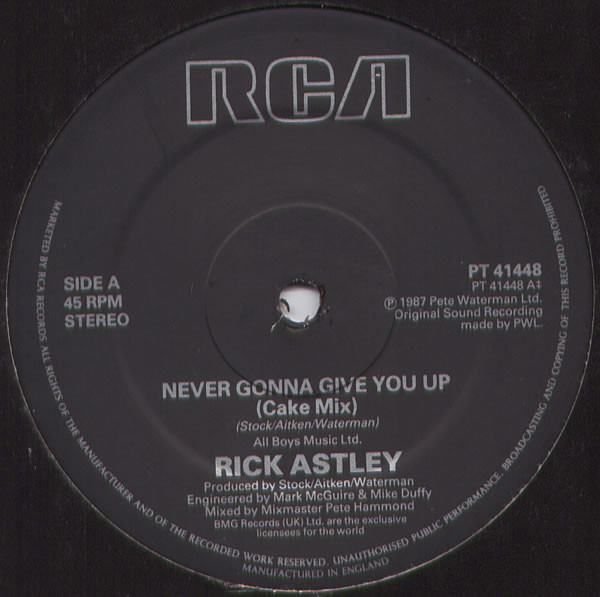 Cover zu Rick Astley - Never Gonna Give You Up | 1987 | Vinyl | Electronic, Pop | UK Schallplatten Ankauf