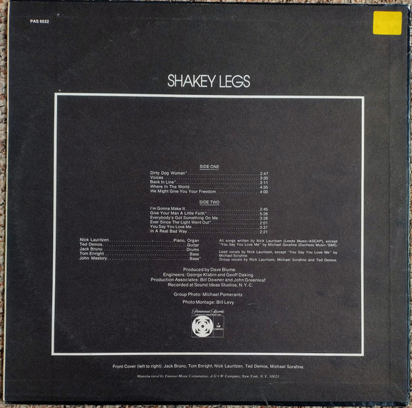 Cover zu Shakey Legs - Shakey Legs | 1971 | Vinyl | Rock | US Schallplatten Ankauf