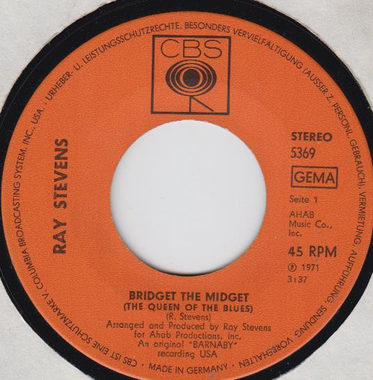 Cover zu Ray Stevens - Bridget The Midget (The Queen Of The Blues) | 1971 | Vinyl | Rock | Germany