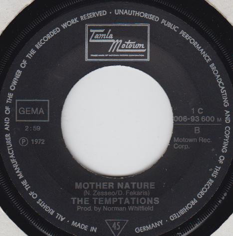 Cover zu The Temptations - Funky Music Sho Nuff Turns Me On / Mother Nature | 1972 | Vinyl | Funk / Soul | Germany Schallplatten Ankauf