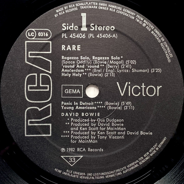Cover zu David Bowie - Rare | 1982 | Vinyl, LP, Stereo, Compilation | Rock, Funk / Soul, Pop | Germany Schallplatten Ankauf