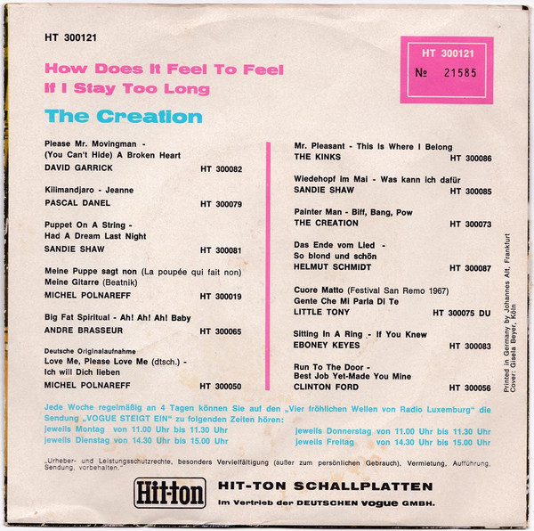 Cover zu The Creation (2) - How Does It Feel To Feel | 1967 | Vinyl | Rock, Pop | Germany