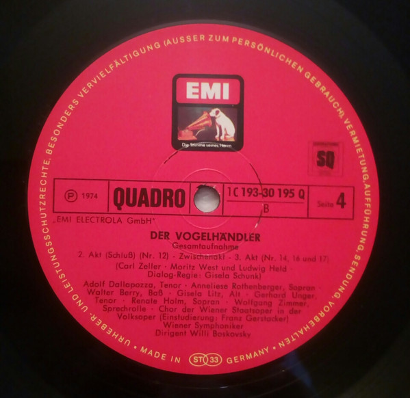 Cover zu Carl Zeller - Der Vogelhändler | 1974 | Vinyl | Classical | Germany