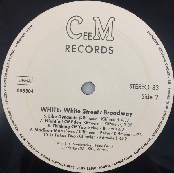 Cover zu White (36) - White Street / Broadway | 1988 | Vinyl | Electronic, Pop | Germany