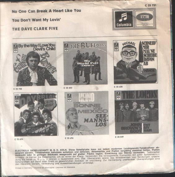 Cover zu The Dave Clark Five - No One Can Break A Heart Like You | 1968 | Vinyl | Pop | Germany