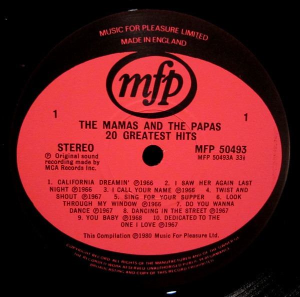 Cover zu The Mamas & The Papas - 20 Greatest Hits | 1980 | Vinyl | Rock | UK