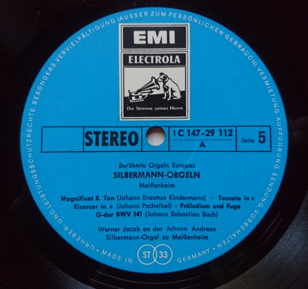 Cover zu Werner Jacob - Silbermann-Orgeln - Berühmte Orgeln Europas | Vinyl | Classical | Germany