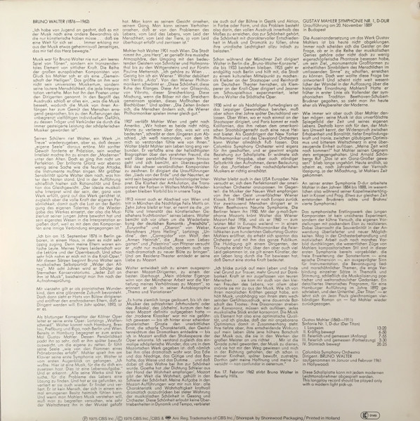 Cover zu Bruno Walter, Gustav Mahler, Columbia Symphony Orchestra - Sinfonie Nr.1 D-Dur (Der Titan) | Vinyl | Classical | Germany Schallplatten Ankauf