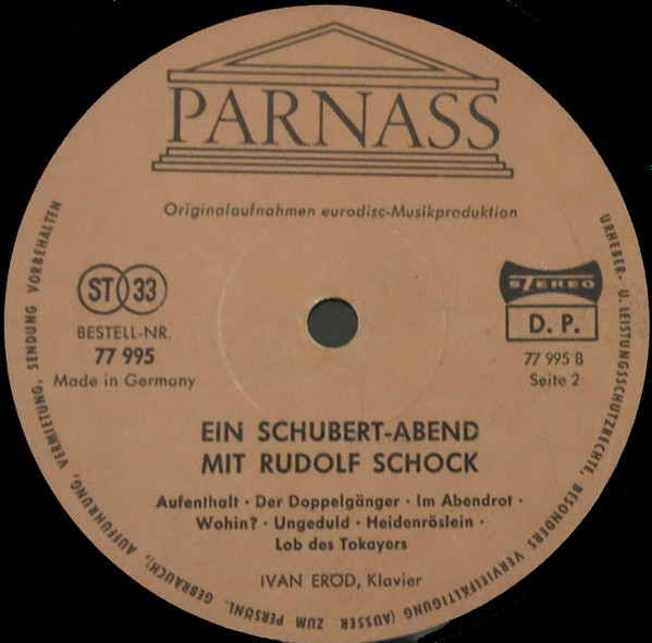 Cover zu Rudolf Schock, Ivan Eröd - Ein Schubert-Abend Mit Rudolf Schock | Vinyl | Classical | Germany Schallplatten Ankauf