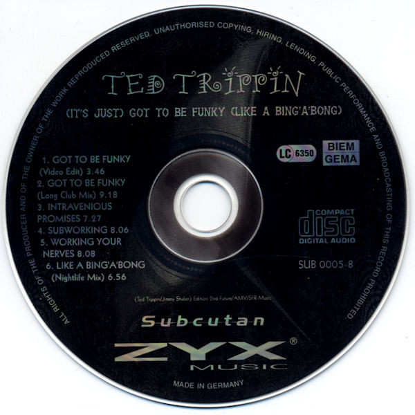 Cover zu Ted Trippin - (It's Just) Got To Be Funky (Like A Bing'A'Bong) | 1997 | Vinyl | Electronic | Germany Schallplatten Ankauf
