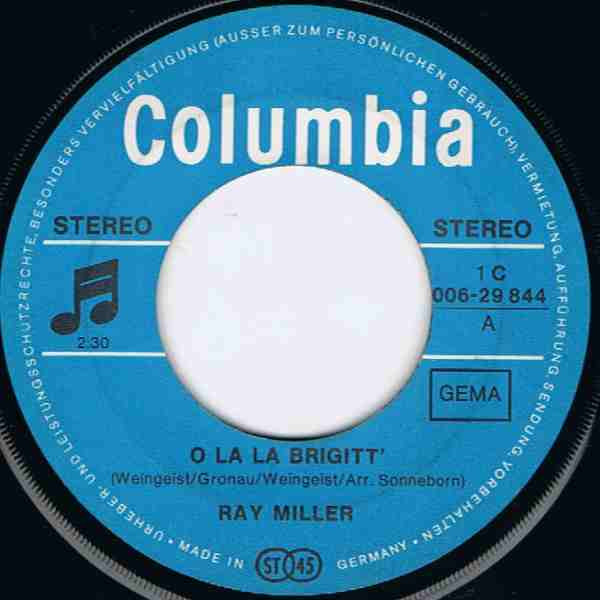 Cover zu Ray Miller - O La La Brigitt | 1971 | Vinyl | Pop | Germany Schallplatten Ankauf