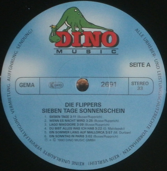 Cover zu Die Flippers - Sieben Tage Sonnenschein | 1990 | Vinyl | Pop | Germany Schallplatten Ankauf