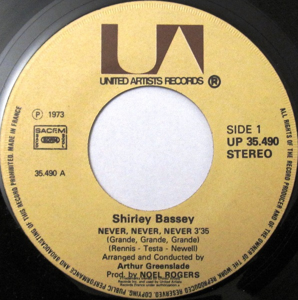 Cover zu Shirley Bassey - Never, Never, Never | 1972 | Vinyl | Pop | France Schallplatten Ankauf