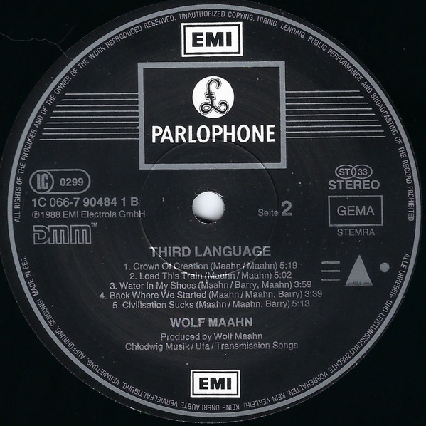 Cover zu Wolf Maahn - Third Language | 1988 | Vinyl | Rock | Germany