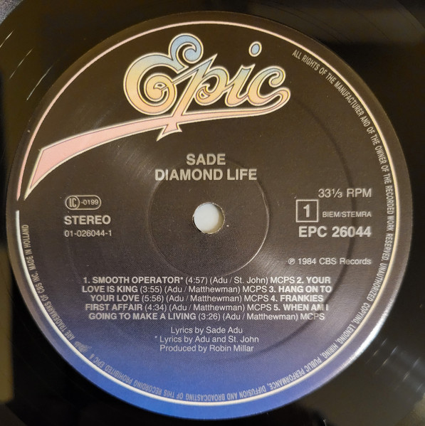Cover zu Sade - Diamond Life | 1984 | Vinyl, LP, Album, Stereo | Jazz, Funk / Soul | Europe