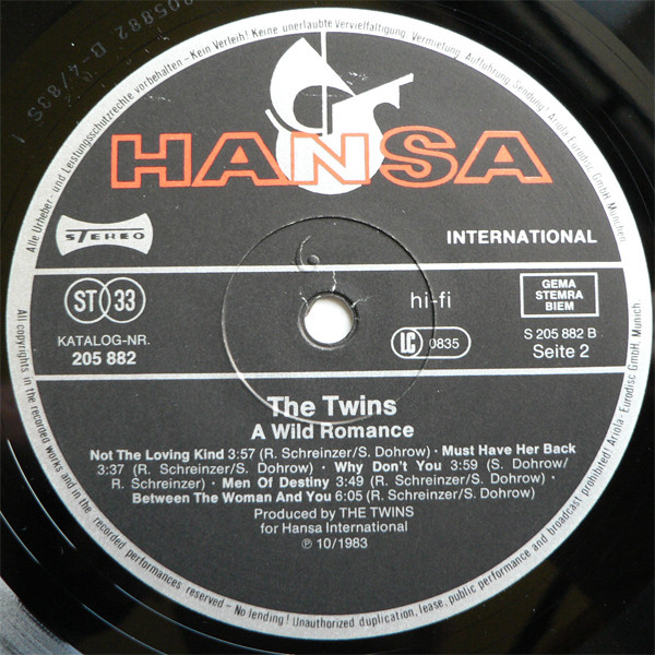 Cover zu The Twins - A Wild Romance | 1983 | Vinyl, LP, Album | Electronic | Europe