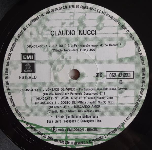 Cover zu Claudio Nucci - Claudio Nucci | 1981 | Vinyl | Latin | Brazil
