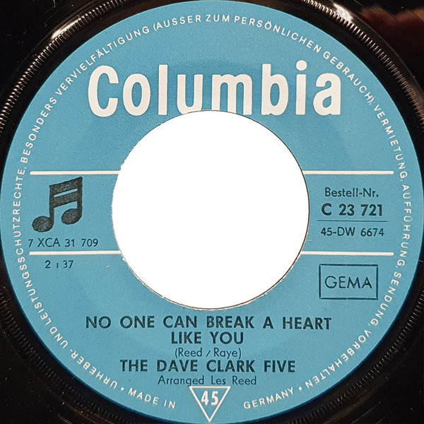 Cover zu The Dave Clark Five - No One Can Break A Heart Like You | 1968 | Vinyl | Pop | Germany Schallplatten Ankauf