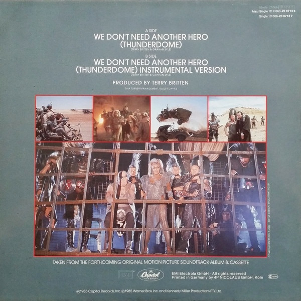 Cover zu Tina Turner - We Don't Need Another Hero (Thunderdome) | 1985 | Vinyl | Electronic | Europe