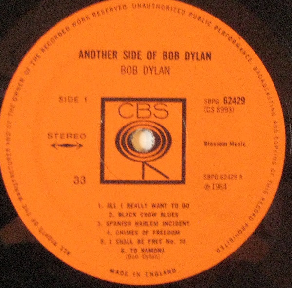 Cover zu Bob Dylan - Another Side Of Bob Dylan | 1965 | Vinyl | Folk, World, & Country | UK