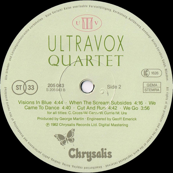 Cover zu Ultravox - Quartet | 1982 | LP, Album | Electronic, Rock | Europe Schallplatten Ankauf