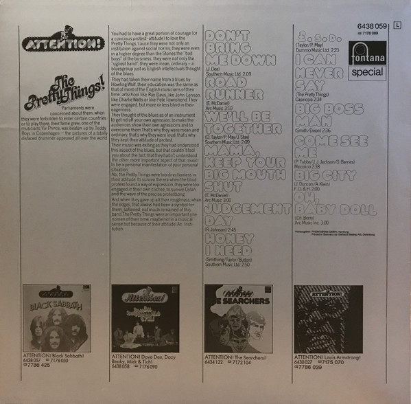 Cover zu The Pretty Things - Attention! The Pretty Things! | 1976 | Vinyl, LP, Compilation, Stereo | Rock, Blues | Germany