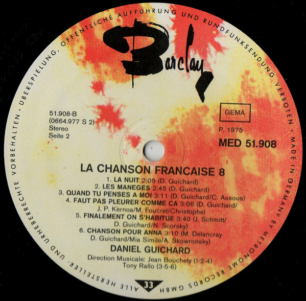 Cover zu Daniel Guichard - La Chanson Francaise | 1975 | Vinyl | Pop | Germany Schallplatten Ankauf