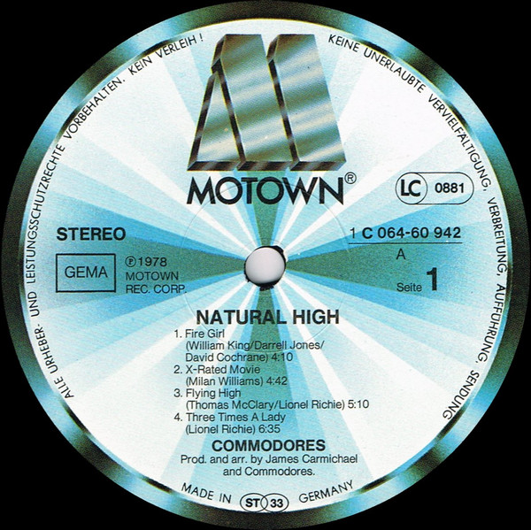 Cover zu Commodores - Natural High | 1978 | Vinyl | Funk / Soul | Germany Schallplatten Ankauf