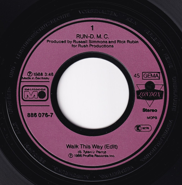 Cover zu Run-DMC - Walk This Way | 1986 | Vinyl, 7