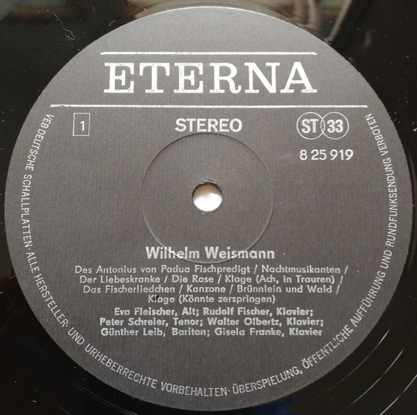 Cover zu Wilhelm Weismann - Lieder Und Chöre | 1969 | Vinyl | Classical | German Democratic Republic (GDR) Schallplatten Ankauf