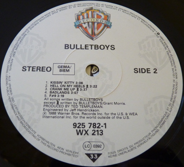Cover zu Bulletboys - Bullet Boys | 1988 | Vinyl | Rock | UK & Europe