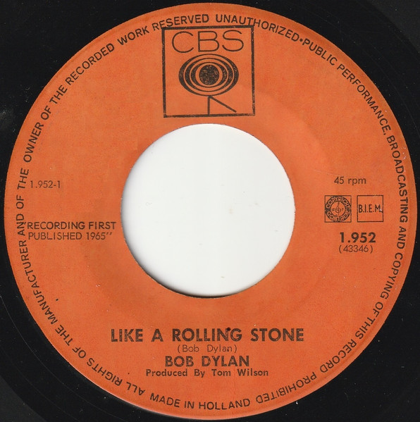 Cover zu Bob Dylan - Like A Rolling Stone / Gates Of Eden | 1965 | Vinyl | Rock, Folk, World, & Country | Netherlands Schallplatten Ankauf