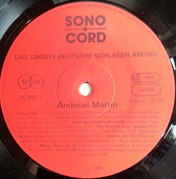 Cover zu Wencke Myhre / Andreas Martin (2) - Das Grosse Deutsche Schlager-Archiv | 1989 | Vinyl | Pop | Germany