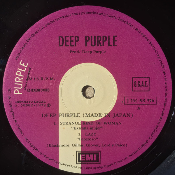 Cover zu Deep Purple - Made In Japan | 1972 | Vinyl | Rock | Spain